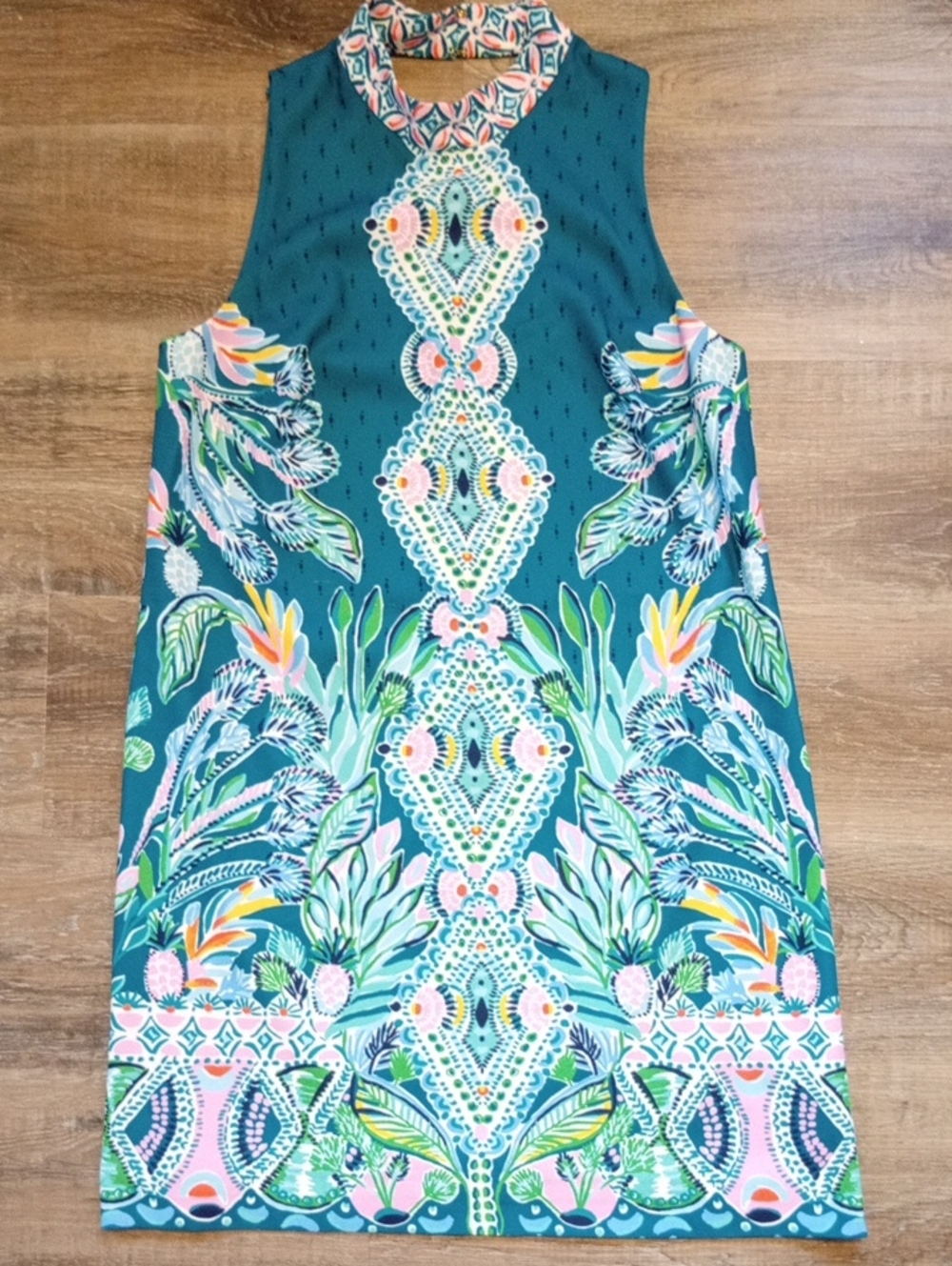 Lilly Pulitzer Teal Tropical Sleeveless Shift Dress Size 6